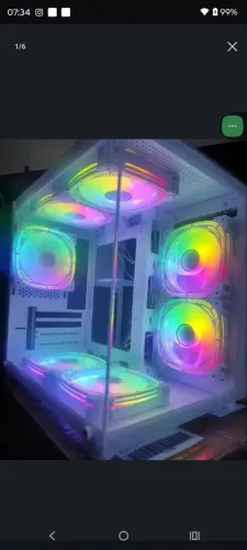 Gabinete Gamer Aquário Branco 7 Fans RGB