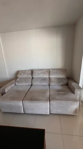Sofá Retrátil Cinza 3 Lugares 