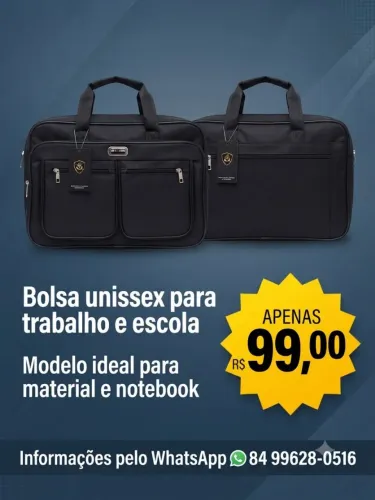 Bolsa unissex para trabalho e escola