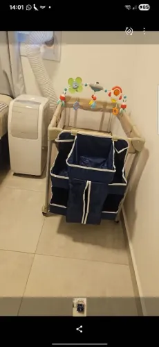 Berco portatil safey + mobile + porta fralda e objetos!