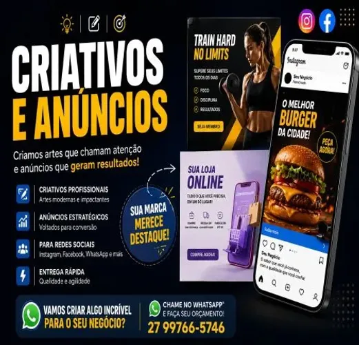 Faço Criativos e Anúncios para Empresas e Negócios