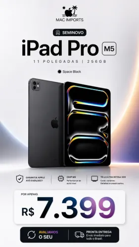 iPad M5 PRO 256GB 11 Pole - 2 Meses De Uso - Entrega Grátis - Avaliamos o Seu - Em Até 18