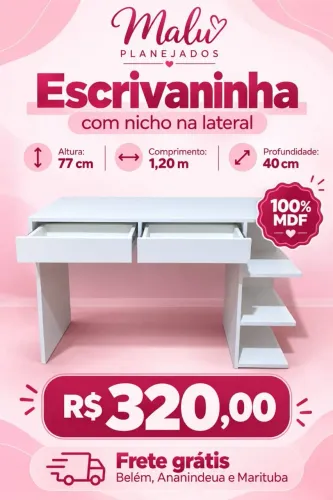 Promoção escrivaninha com nicho na lateral