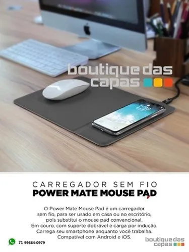 carregador sem fio power mate mouse pad p14563 para samsung iphone 11 12 13 - blackfriday