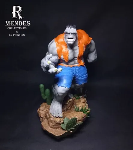 Estátua Hulk cinza resina 3d N/ Sideshow