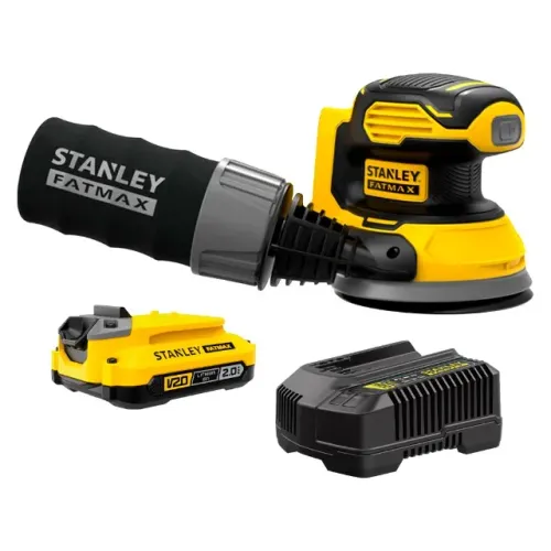Kit Lixadeira Roto Orbital à Bateria 5" 125mm 20V 2Ah Fatmax Stanley