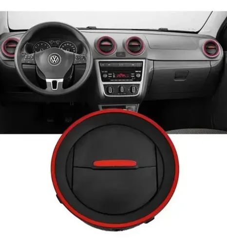 Kit com 04 Unidades Difusor Ar Gol Saveiro G4 G5 G6 G7 Voyage Preto C/ Aro Vermelho