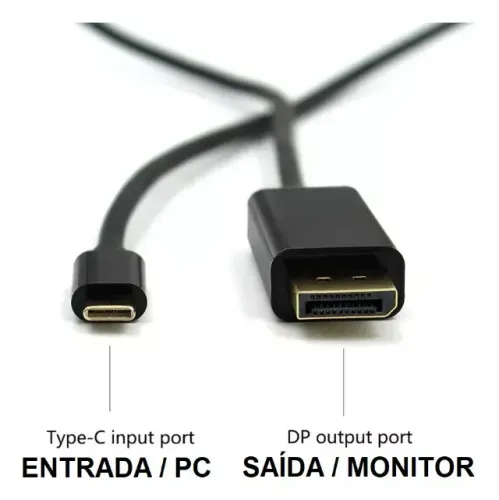 Cabo Usb-c Type C 3.1 Para Displayport 1.8m 4k 60hz Ultra Hd