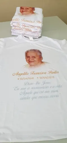 Camisas personalizadas para homenagem missa setimo dia