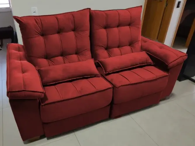 Sofa retratil e reclinavel 2,10 pillow super top e molas ensacadas (novo direto da fabrica