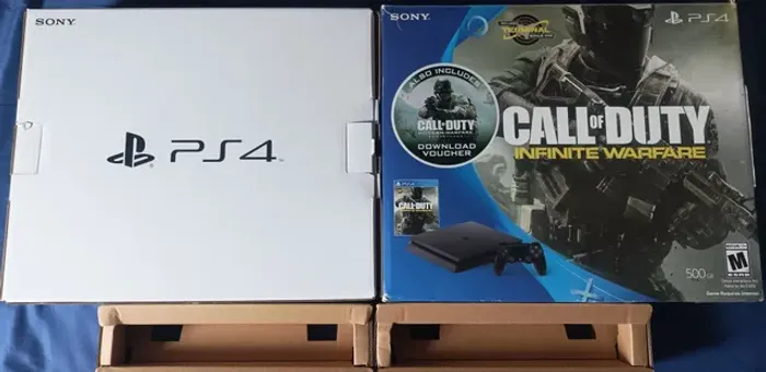 Jogos de vídeo game e caixa PS4