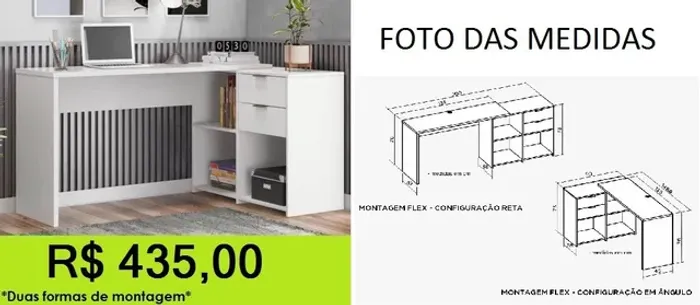 Escrivaninha de canto / reta