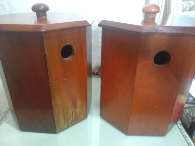 Lixeira de escritório de madeira, vintage, 2 peças