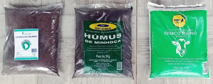 Esterco Bovino, Esterco de Galinha e Húmus de Minhoca 3 kg | Caraguatatuba