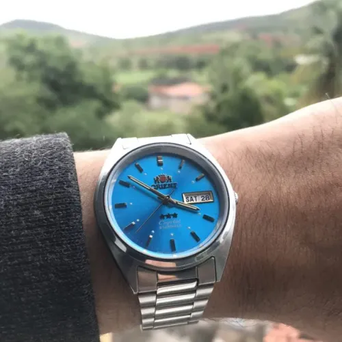 Relógio Orient Automático Clássico Aço Masculino Azul