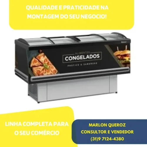 Ilha de Congelados 2m Gelopar Vidro Curvo
