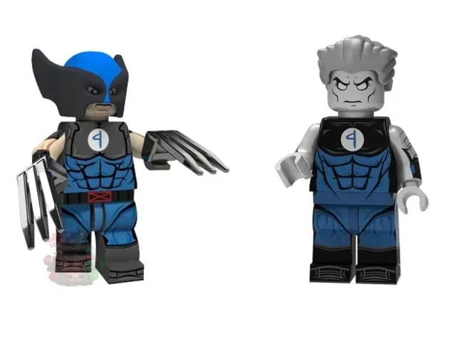 Colossus e wolverine miniatura de coleção do quarteto fantastico 4 minifigure dupla