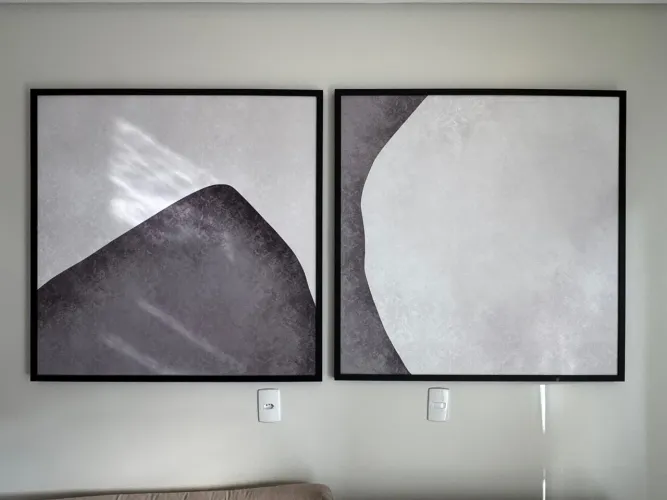 2 Quadros Abstratos Grandes para Decoração com 1,03m x 1,03m cada