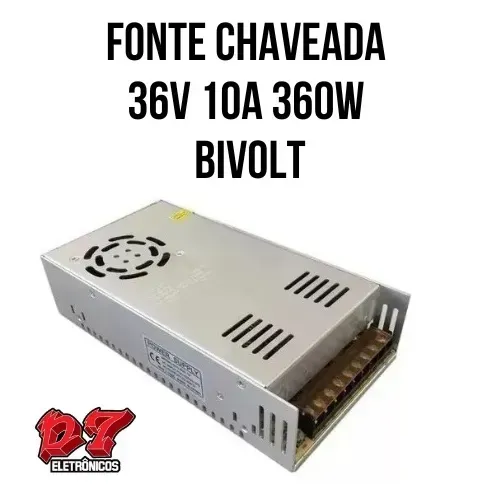 Fonte Chaveada 36v 10a 360w Bivolt 110v/220v Estabilizada Colmeia