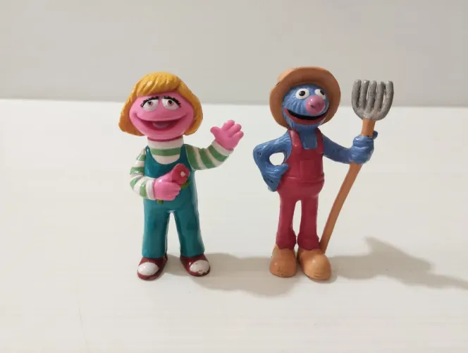 2 Miniaturas Prairie e Grover Vila Sésamo - Raros Anos 90