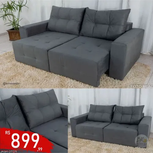Sofá Cinza 2 Lugares com Design Moderno