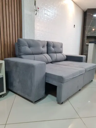Sofá retrátil cinza novo