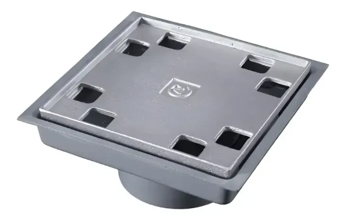 Ralo Oculto 10x10 Seca Piso Porcelanato Inteligente Cinza Alumínio e PVC