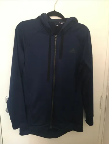 Casaco Adidas Azul Marinho com Zíper e Capuz