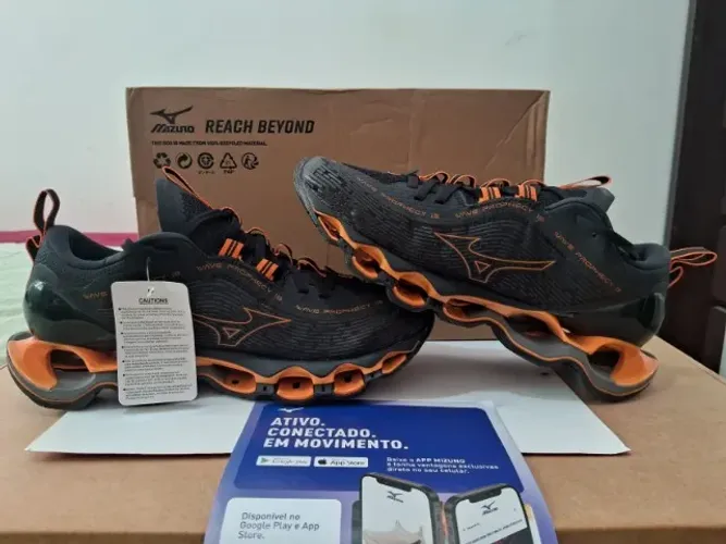 BAIXOU! Mizuno Wave Prophecy 13 Preto+Laranja Número 38 NOVO ORIGINAL COMPRADO NA MIZUNO!