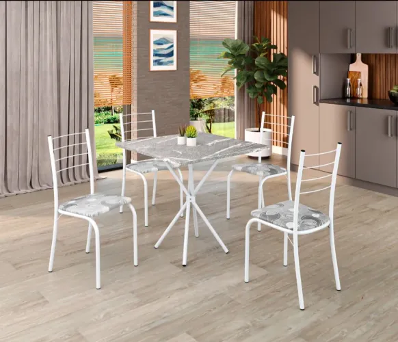 Conjunto Mesa de Jantar 4 Cadeiras - Branco