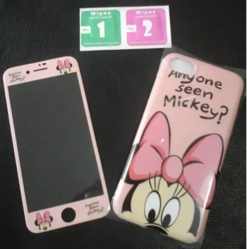 Capinha Minnie com película personalizada e capinha Pato Donald para Iphone 8