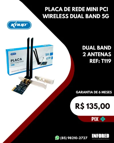Placa de rede mini PCI wireless dual band 5g T119