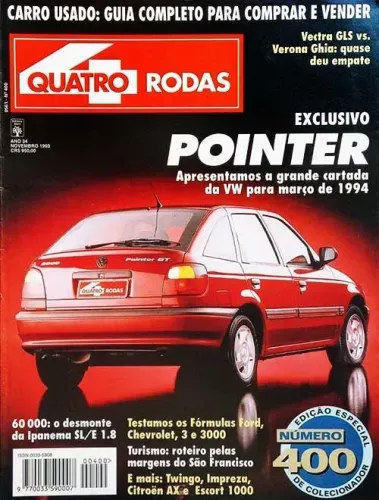 VW Pointer GTI, Escort Hobby 1000, Vectra GLS 1994 - Revista Quatro Rodas
