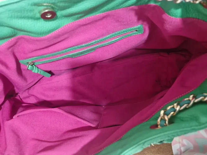 Bolsa couro verde RS 250,00