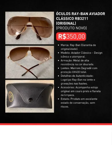 ÓCULOS RAY-BAN AVIADOR CLÁSSICO (RB3211)