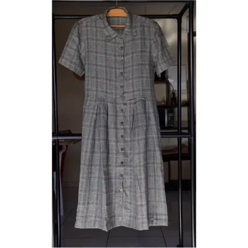 vestido chemise de linho puro xadrez novo