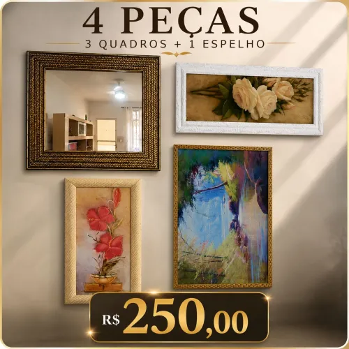 Kit quadros decorativos e espelho 
