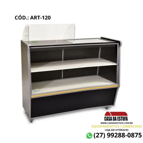 Balcão Caixa e Expositor - Com Vidro - 1,20 - Preto - Artlux