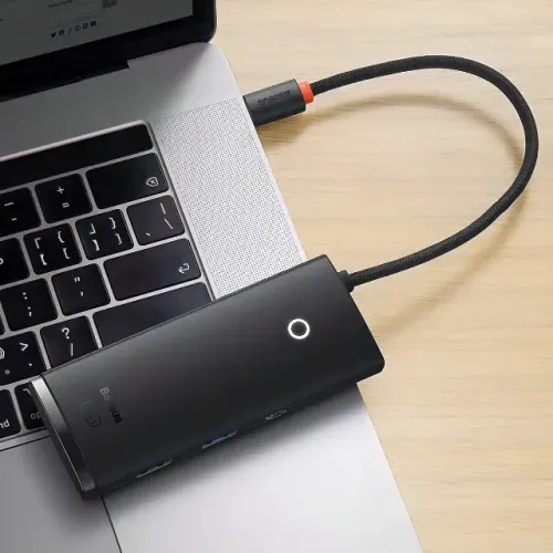 Adaptador Hub Baseus 6 Portas Usb-c Hdmi Usb3.0 Pd100w Sd/tf Cor Preto