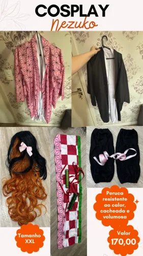 COSPLAY Nezuko Kamado, Demon Slayer Kimetsu no Yaiba Anime, perucas