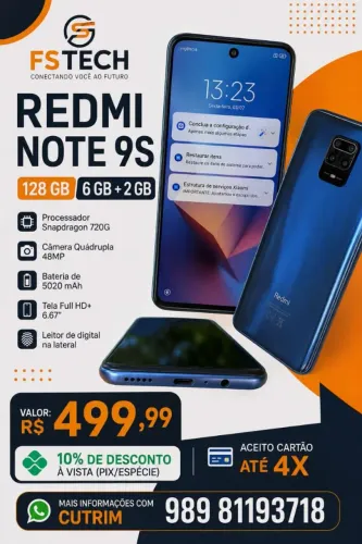 Redmi note 9s 128 gb 8 de RAM