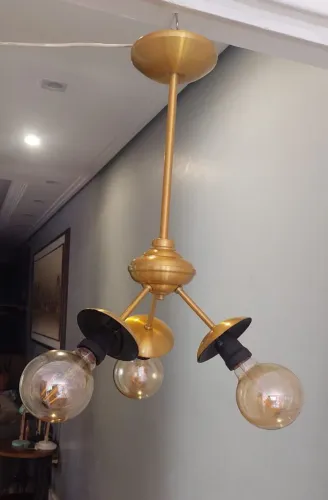 Lustre luminaria pendente dourado