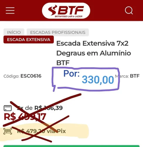 Escada extensiva 7x2 degraus