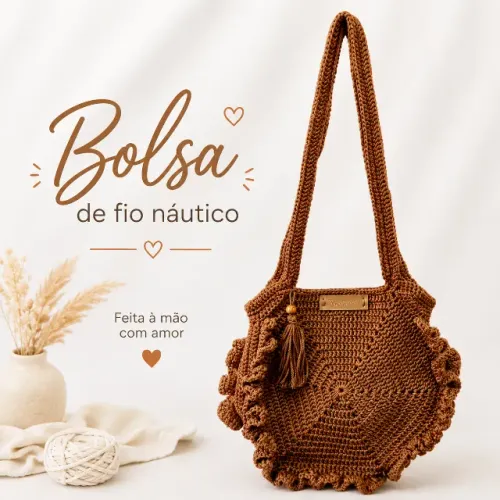 Bolsa artesanal de fio náutico. Leia a descrição.