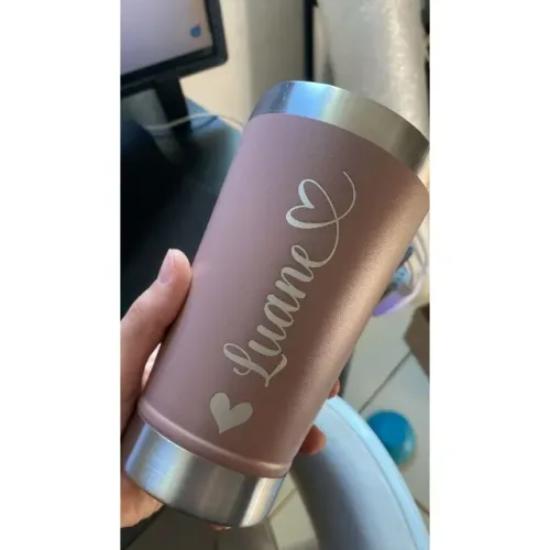 Copo Térmico Personalizado Nome Time Logo Desenho 473mL Com Tampa E Abridor Embutido Aço