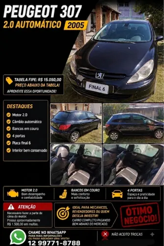Peugeot 307 Feline/griff/premi. 2.0 Flex 5P Aut. 2006