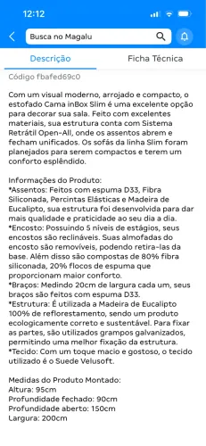 Sofá 3 Lugares Retrátil e Reclinável Cama inBox Slim 2,00m Velusoft Café