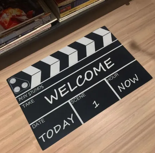 Tapete Capacho Decorativo Claquete cinema filme séries cineasta