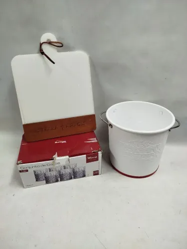 Kit Balde de gelo + Tábua de corte + Copo de whisky