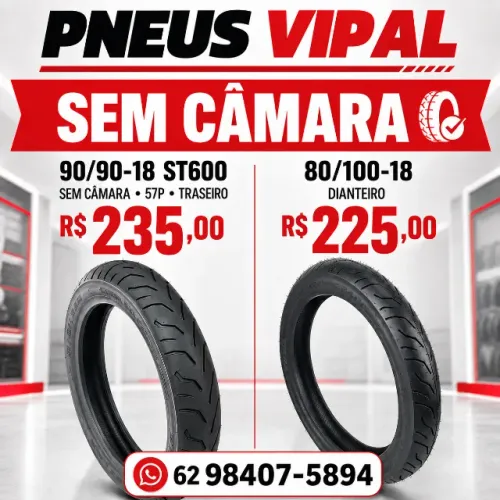 Pneu 90/90-18 Vipal St600 sem camara 57P traseiro E dianteiro 
